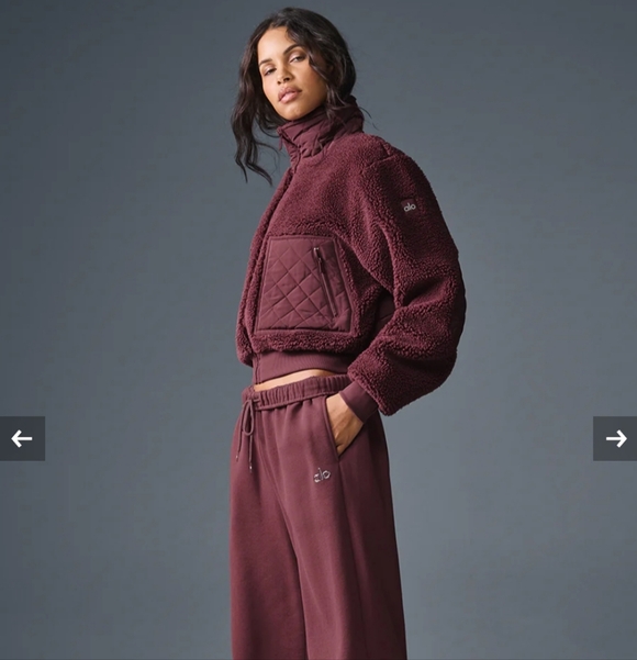 ALO Yoga Jackets & Blazers - ALO YOGA BURGUNDY SHERPA JACKET SMALL